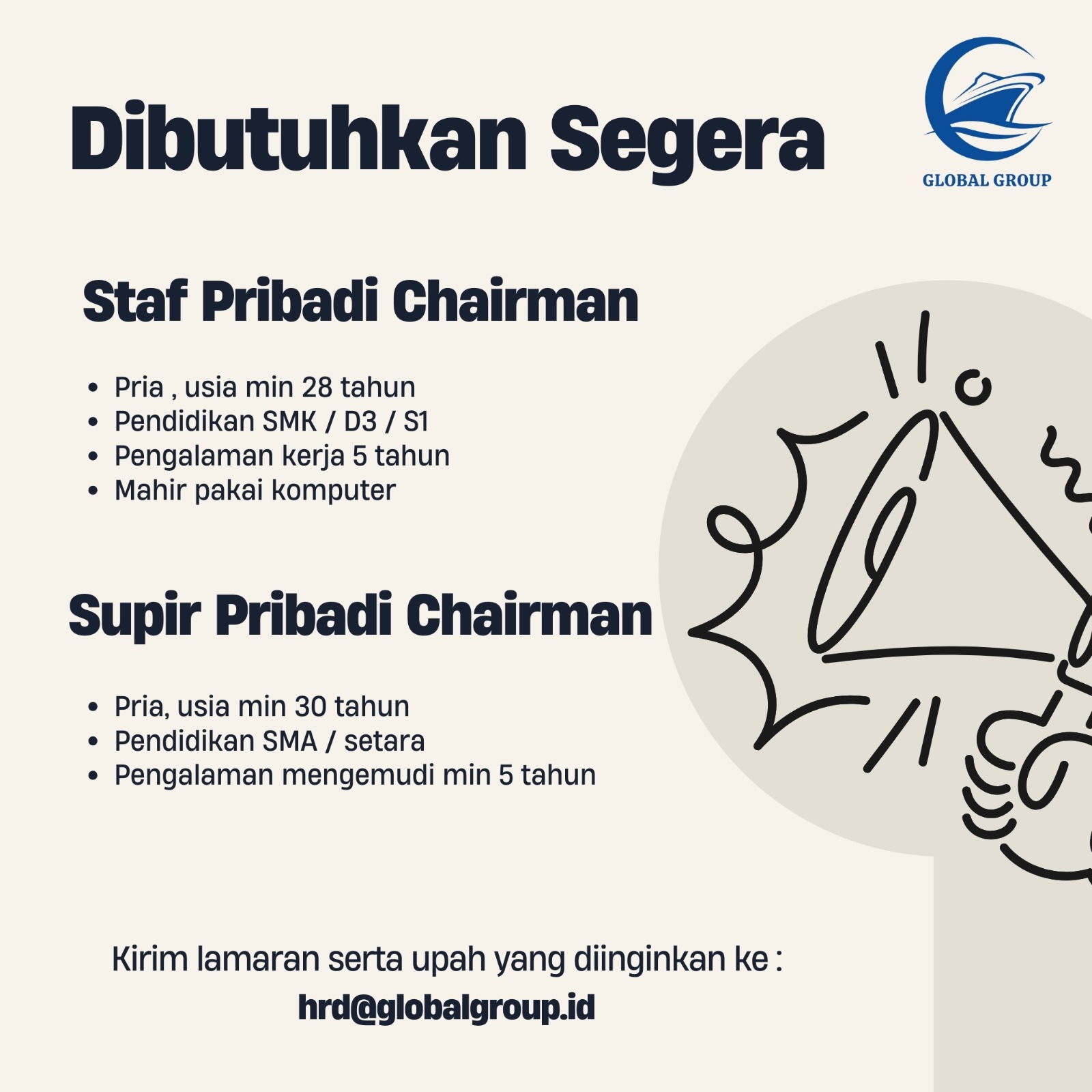 Lowongan Kerja Baru di Global Group Indonesia. Yuk dicoba guys

Informasi seleng